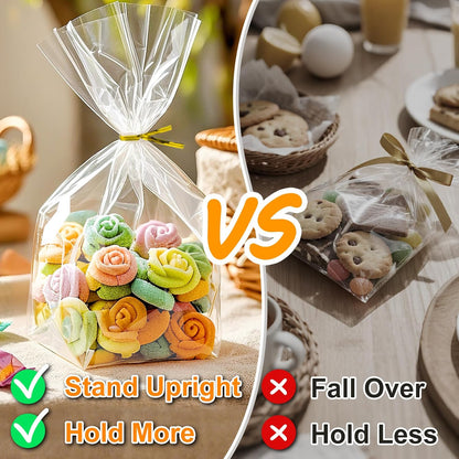 PigPotParty Clear Cellophane Treat Bags 6x9 – Ready-to-Give Birthday Gift Packaging for Homemade Cookies and Holiday Treats