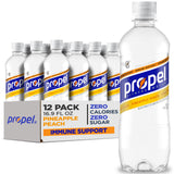 Propel Immune Support Water – Portable Hydration for Camping, Hiking, and Trail Adventures, Pineapple Peach 12 Pack