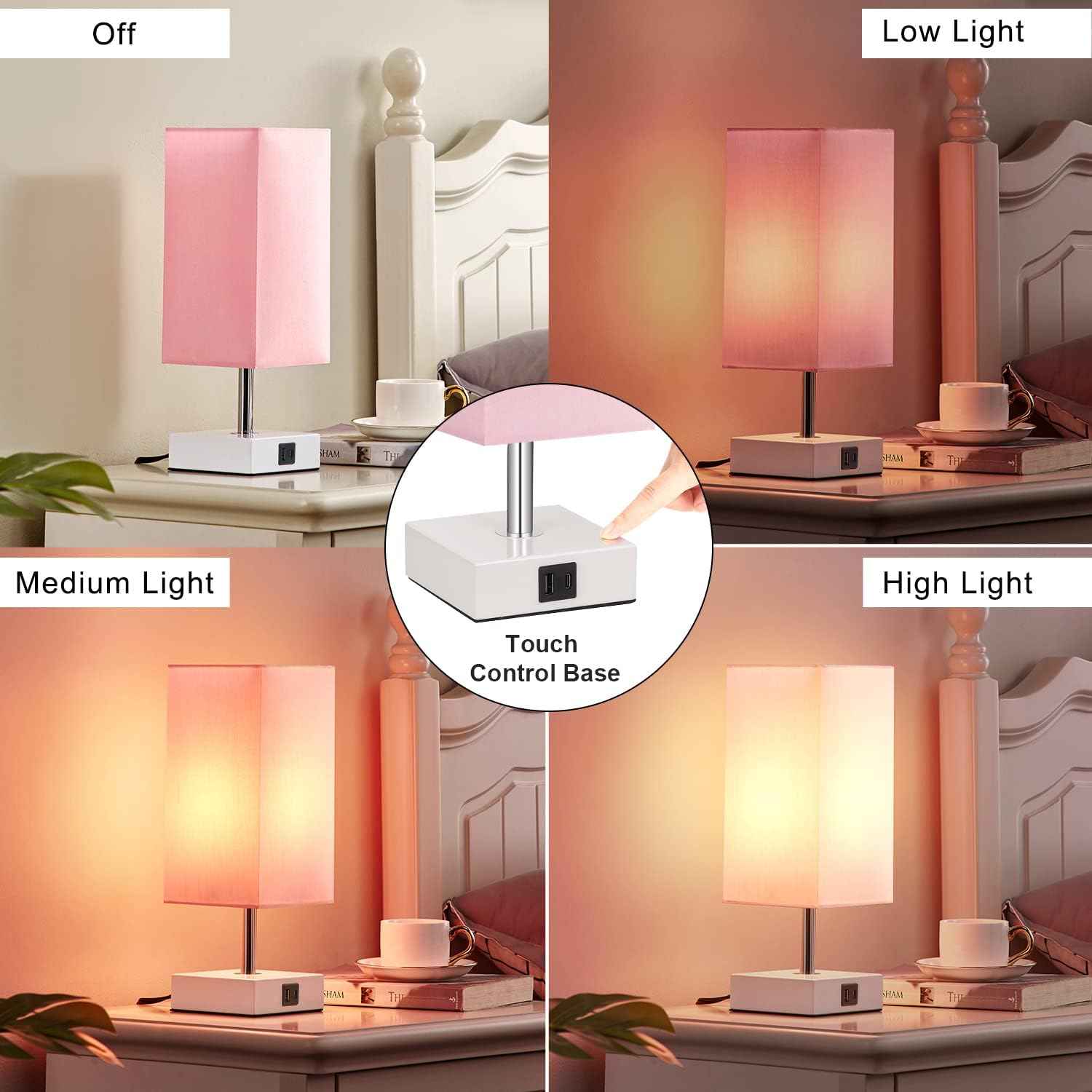 Ambimall Touch Table Lamp – Home Office Desk Lamp with USB Charging, Flicker-Free Light for Focused Work Sessions