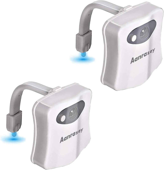 LumiPals Toilet Night Light – Modern Bathroom Decor with 8 Color Modes, Motion Sensor LED 2-Pack