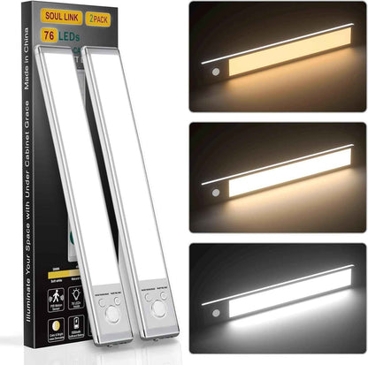 LuminEdge Motion Sensor Light – Brushed Metallic LED Bar for Cozy Living Room Ambiance and Under Cabinet Glow