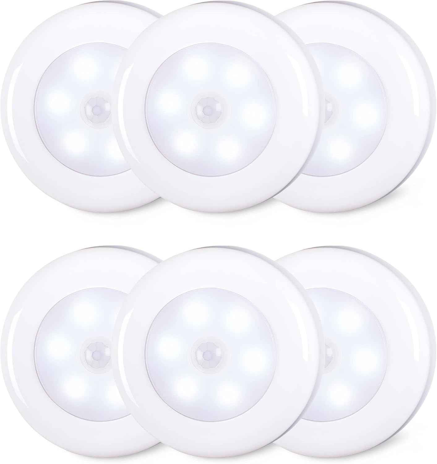 STAR-SPANGLED Motion Sensor Puck Light 6 Pack – Clean, No-Wire Night Light for Minimal Hallways and Closets