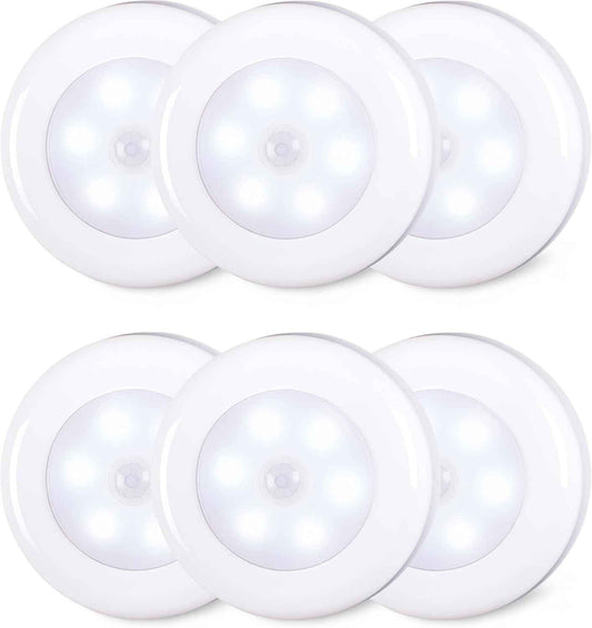 STAR-SPANGLED Motion Sensor Puck Light 6 Pack – Clean, No-Wire Night Light for Minimal Hallways and Closets