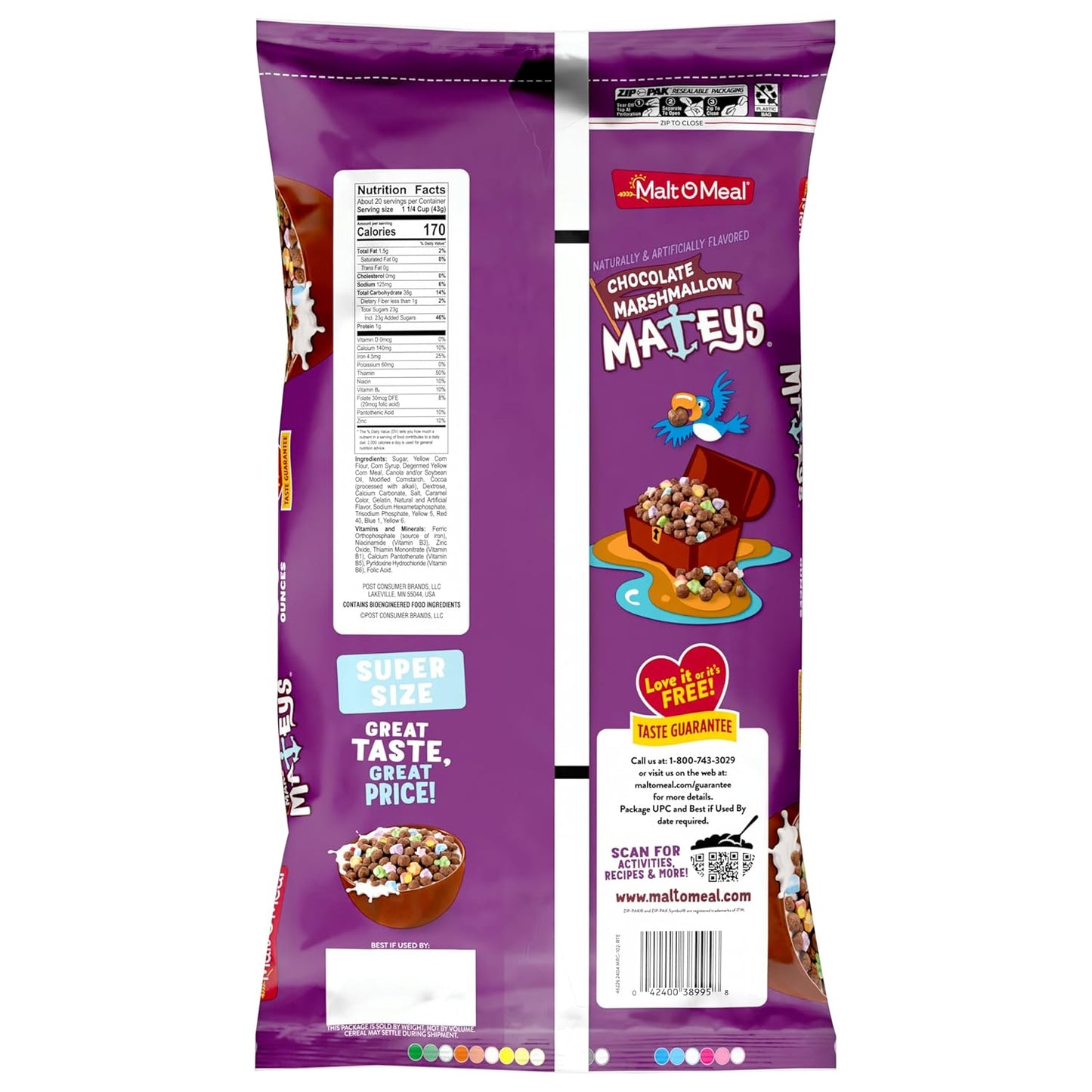 pirate 'mateys' adventure branding and treasure-themed marshmallow pieces
