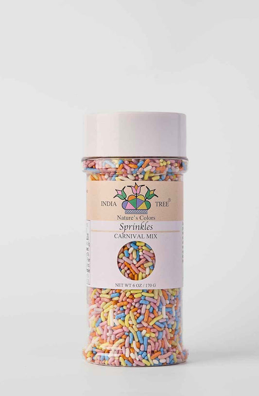 India Tree Nature's Colors Pastel Rainbow Sprinkles – Dye-Free Cupcake Toppings for Kids' Birthday Parties, 6 oz Jar