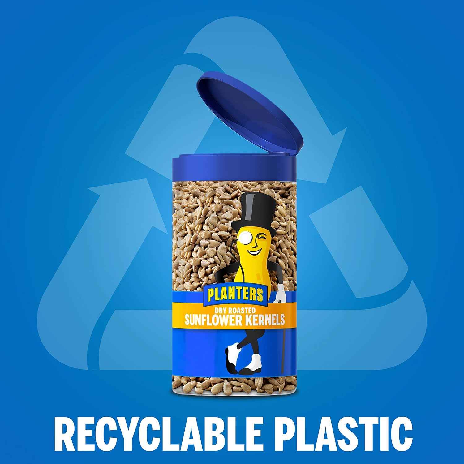 PLANTERS Pop & Pour Sunflower Seeds – Camping and Hiking Snack, Resealable Travel Jar for Trails