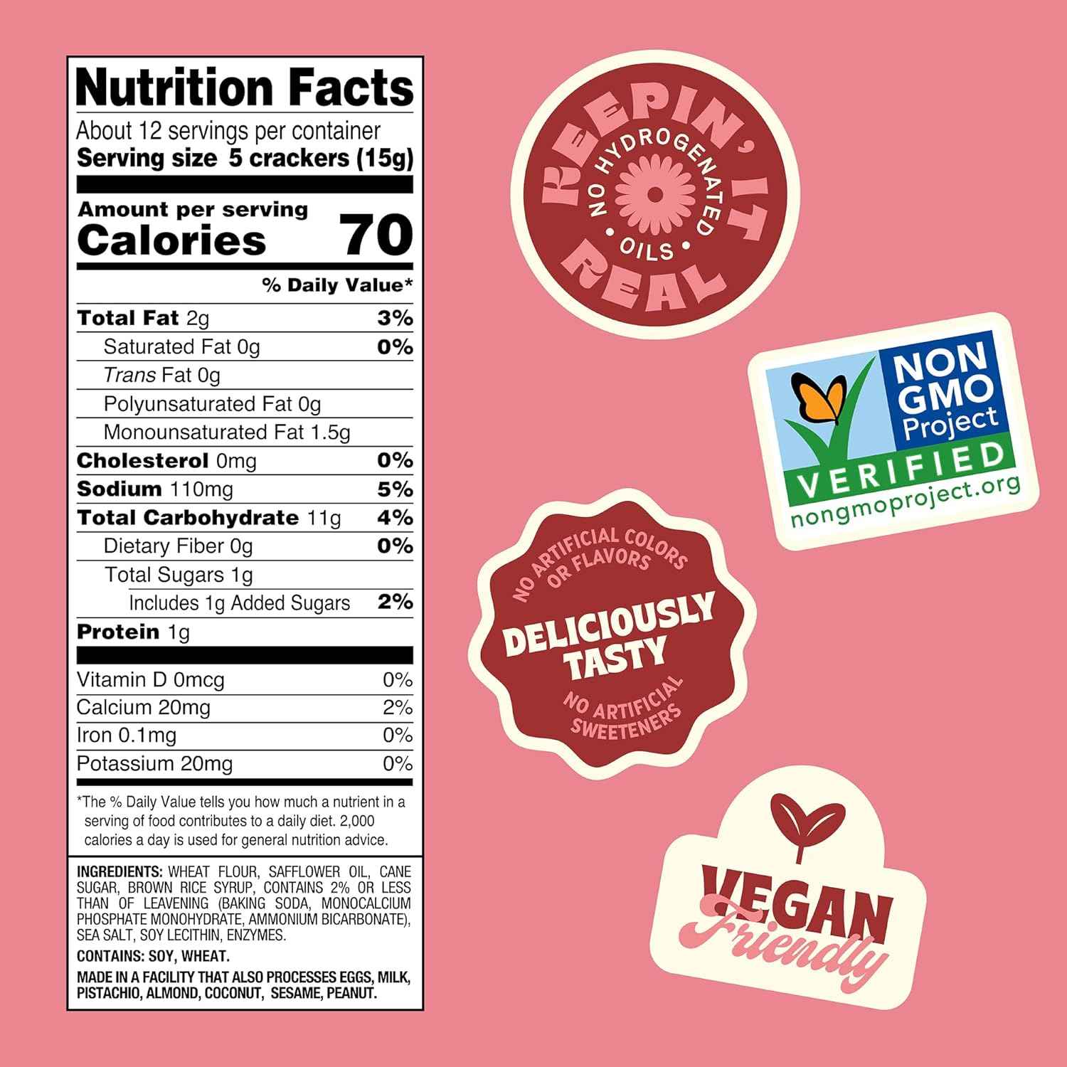 Back to Nature Classic Round Crackers – Durable Vegan Snack for Road Trips and Travel, 6.5 oz Box