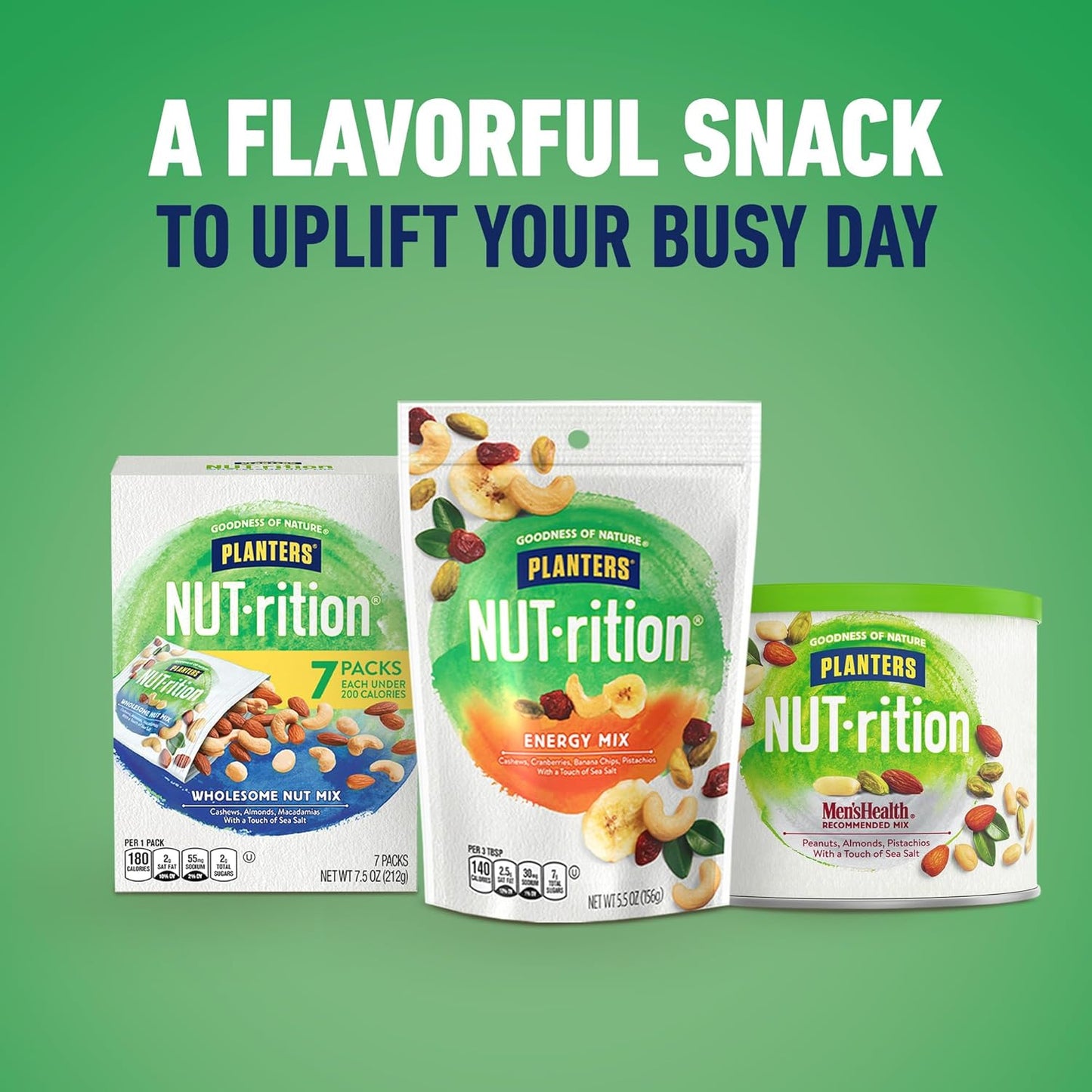 PLANTERS NUT-rition Wholesome Nut Mix, Tear-Open Single-Serve Nut Pouches for the Office Desk and Mid-Afternoon Focus Break