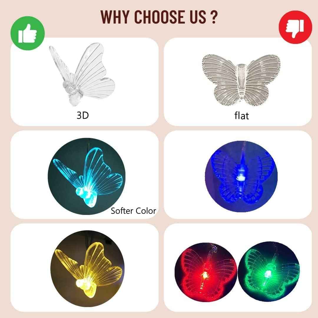 90 LED Butterfly Fairy Lights 10ft – Aesthetic Pastel String Lights for Bedroom Wall, Curtain, and Ceiling