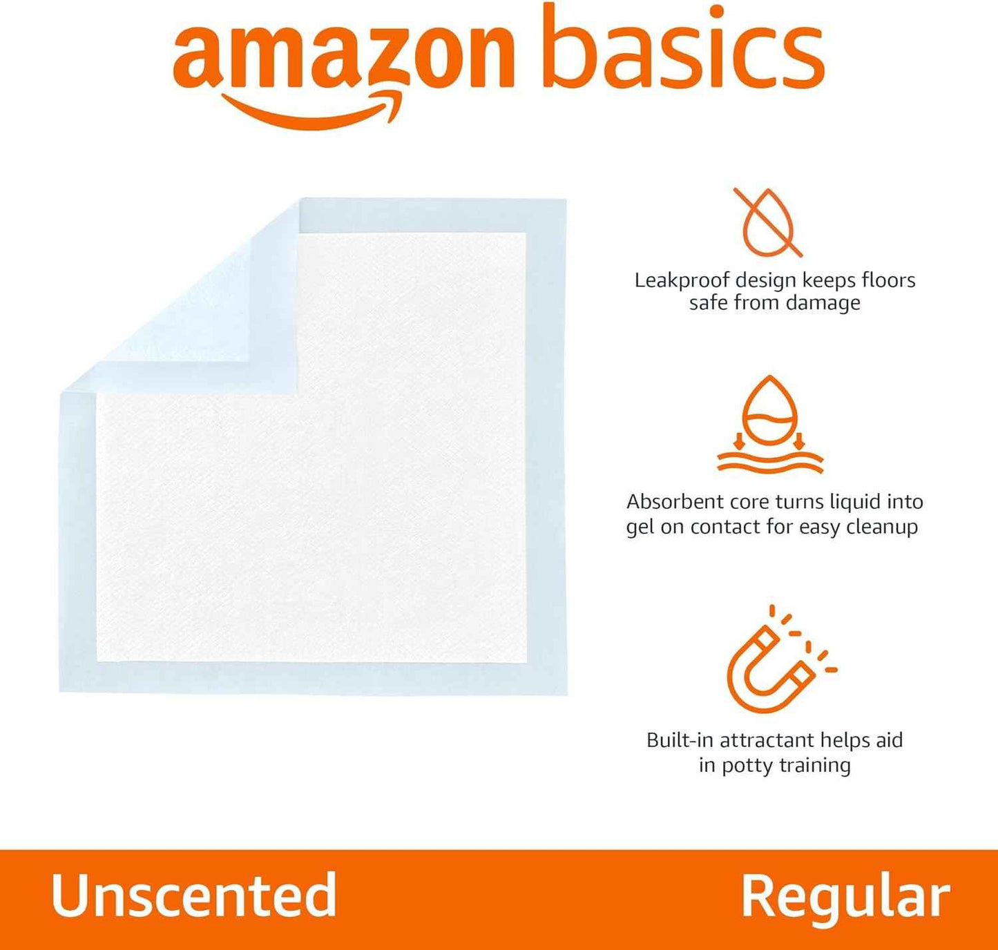 Amazon Basics 5-Layer Puppy Pads – Leakproof Floor Protection for Crate-Rest and Post-Surgery Recovery