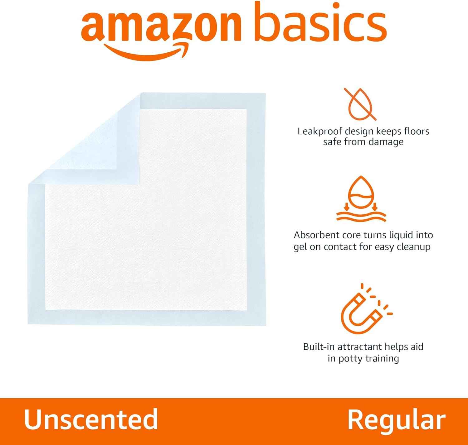 Amazon Basics 5-Layer Puppy Pads – Leakproof Floor Protection for Crate-Rest and Post-Surgery Recovery
