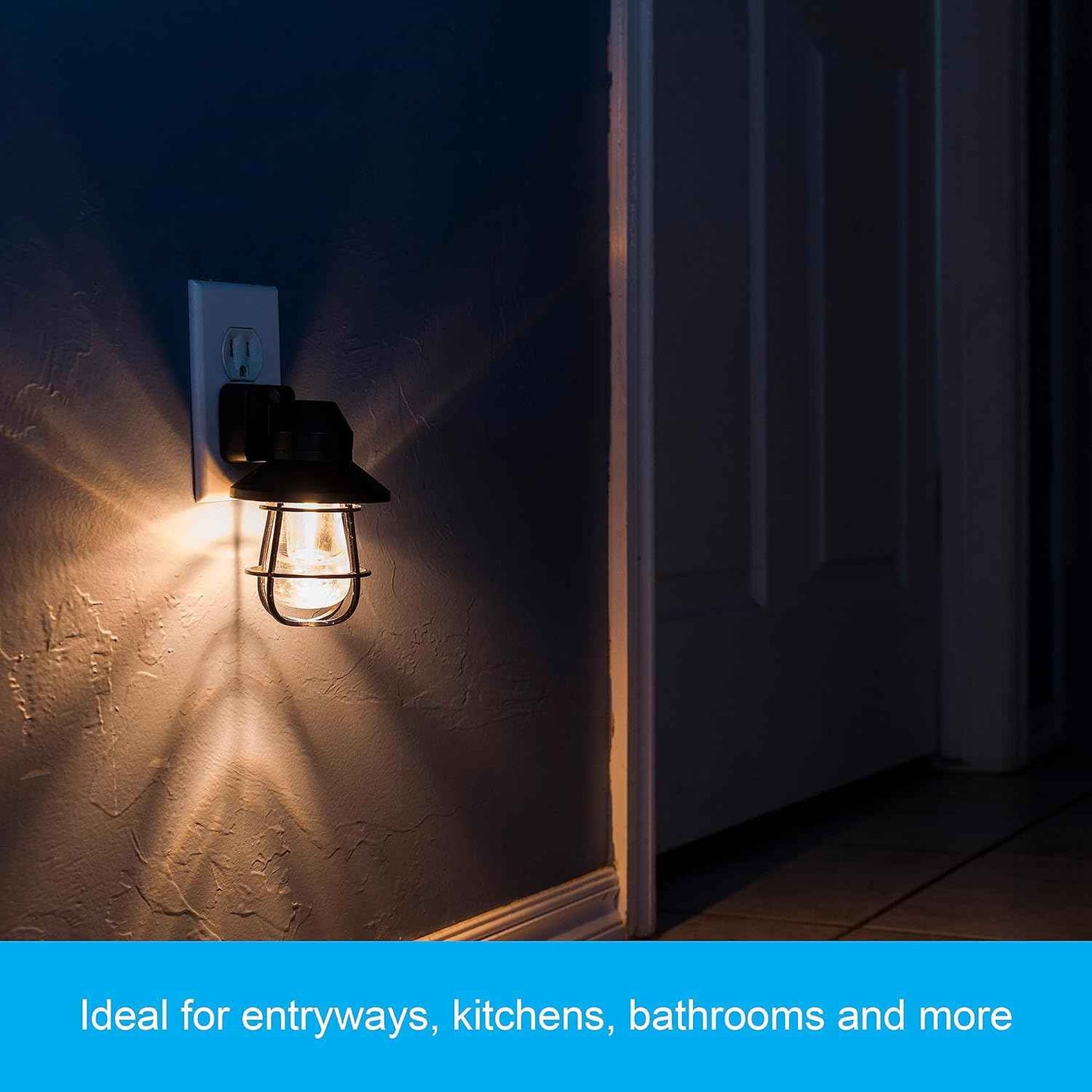 GE Vintage LED Night Light – Staircase Safety Lighting 2 Pack, Warm 2200K LED Replaces Open Flame, Photo Cell Automatic On