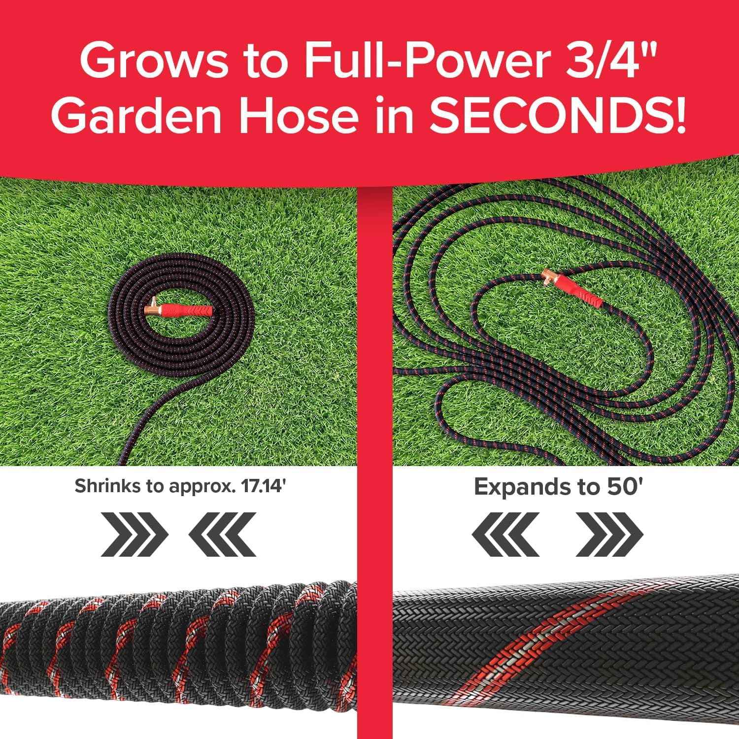 Pocket Hose Ballistic – 50 FT Expandable Garden Hose for Patio, Deck, and Campsite Watering
