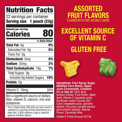 Pokemon Fruit Flavored Snacks, Chewy Lunchbox Treat Pouches for Kids' School Lunches, Gluten Free Value Pack, 17.6 oz, 22 Pouches