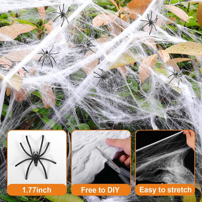 polyester simulated spider silk gauze that becomes more realistic when stretched apart