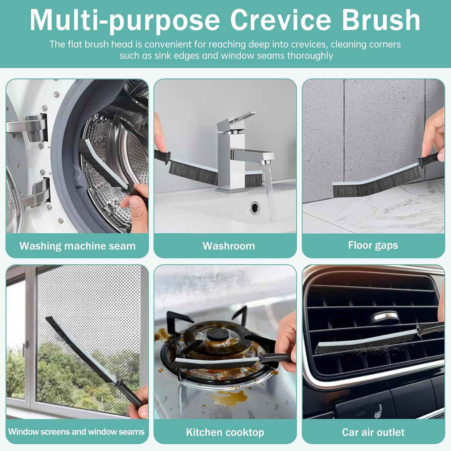 ECOZAY Hard-Bristled Gap Brush – Living Space Upgrade for Sparkling Tile Seams and Window Tracks