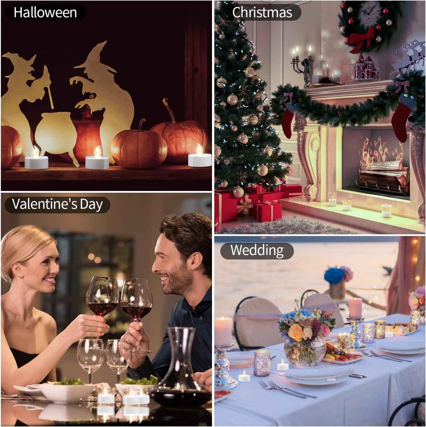 KOABY LED Tea Lights – Flickering Votive Candles for Living Room Mantle and Shelf Styling