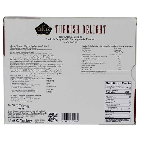 Cerez Pazari Artisanal Lokum with Pomegranate – Imported Confections for the Luxury Dessert Platter
