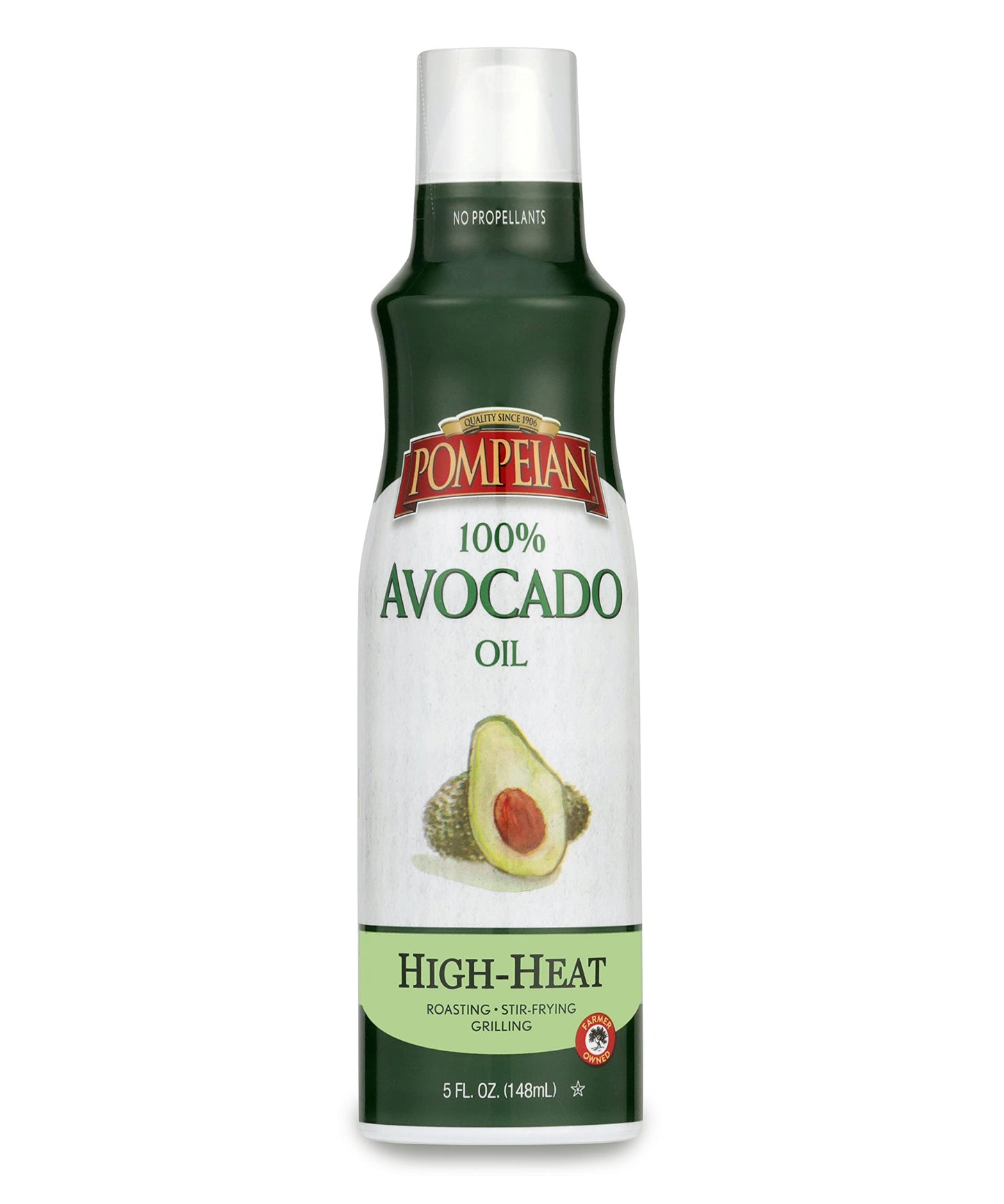 Pompeian 100% Avocado Oil Cooking Spray, Mildly Nutty Flavor, No Propellant, 5 Fl Oz