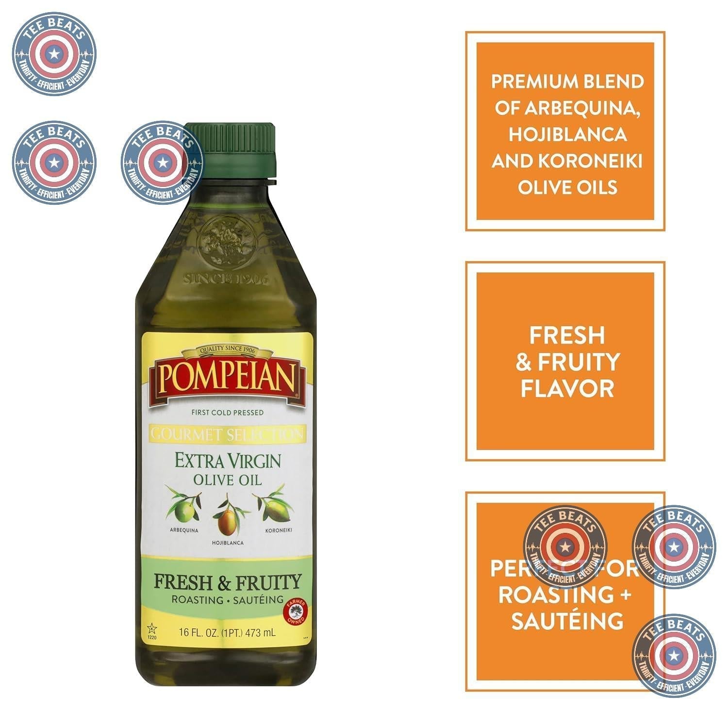 Pompeian Gourmet Selection Extra Virgin Olive Oil – Premium Pantry Upgrade, NAOOA-Certified Imported EVOO for the Discerning Home Chef