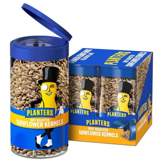 PLANTERS Pop & Pour Sunflower Seeds – Camping and Hiking Snack, Resealable Travel Jar for Trails