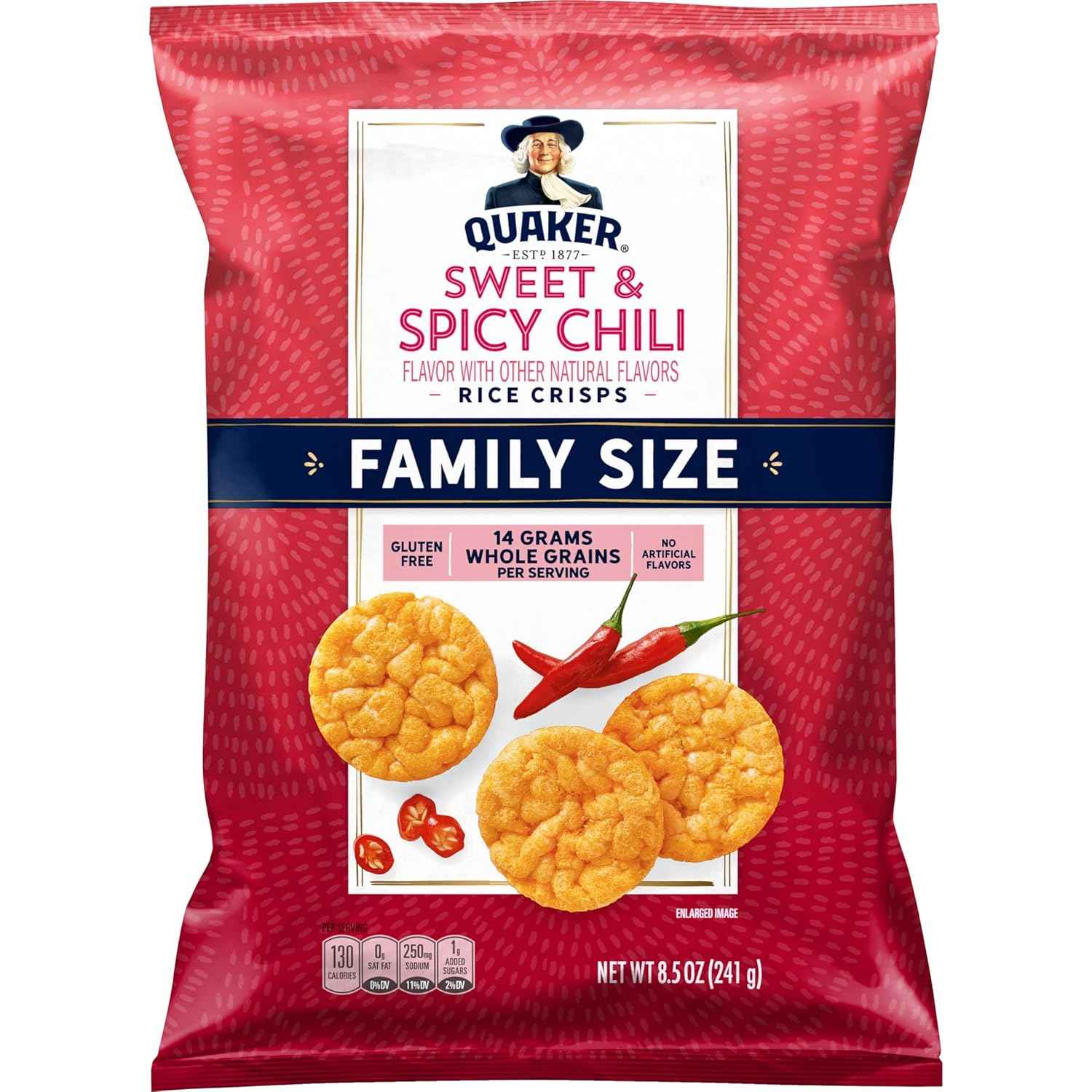 Quaker Rice Crisps Sweet & Spicy Chili – Gluten-Free Lunchbox Snack for School-Age Kids, 8.5 oz Resealable Bag