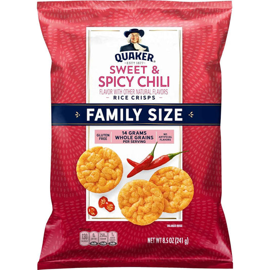 Quaker Rice Crisps Sweet & Spicy Chili – Gluten-Free Lunchbox Snack for School-Age Kids, 8.5 oz Resealable Bag