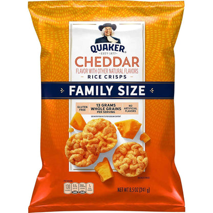 Quaker Rice Crisps Cheddar – Kid-Approved Lunchbox Snack for School Days, 8.5 oz