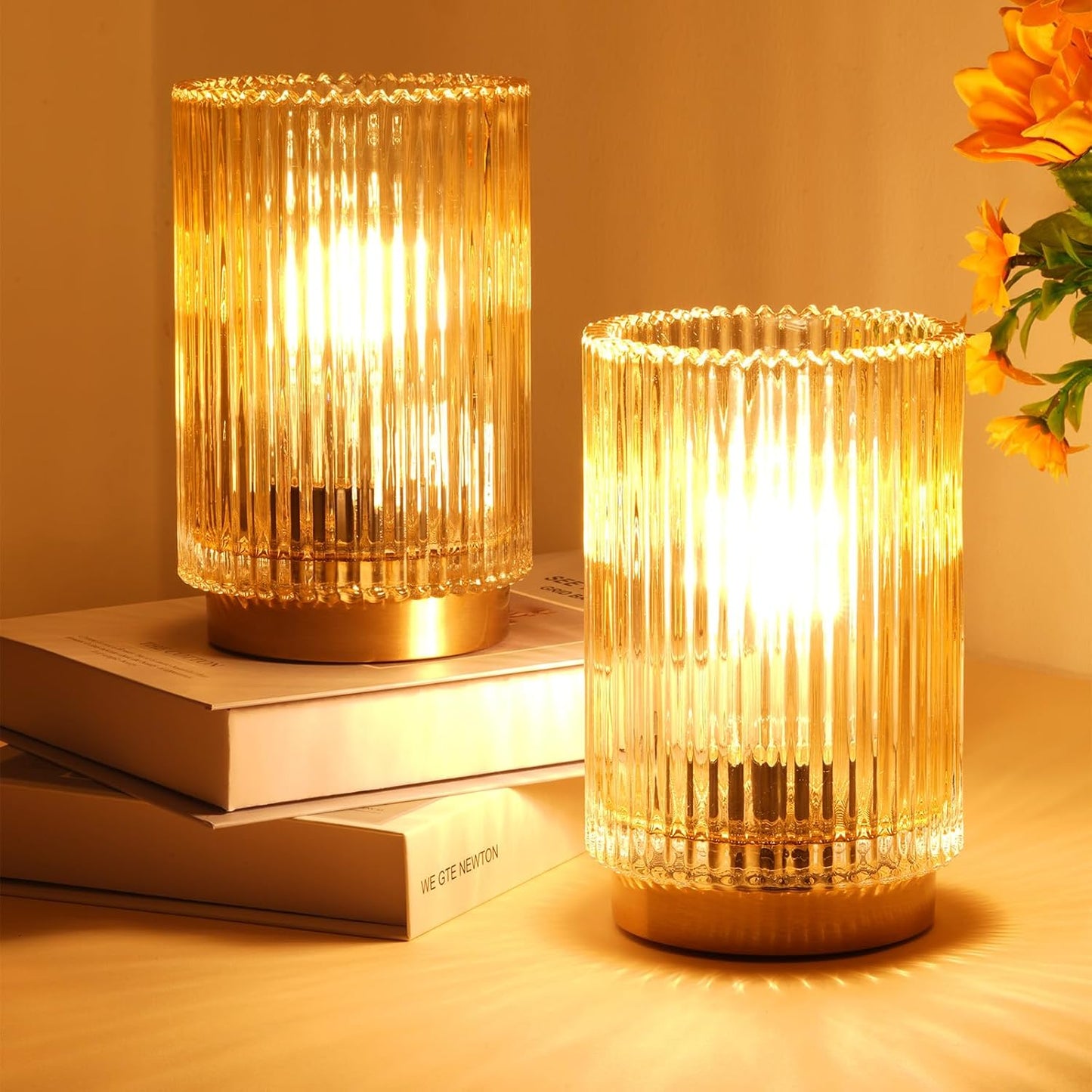Portable Cordless Glass Lantern Lamp for Camping, Patios, and Outdoor Dining Ambiance