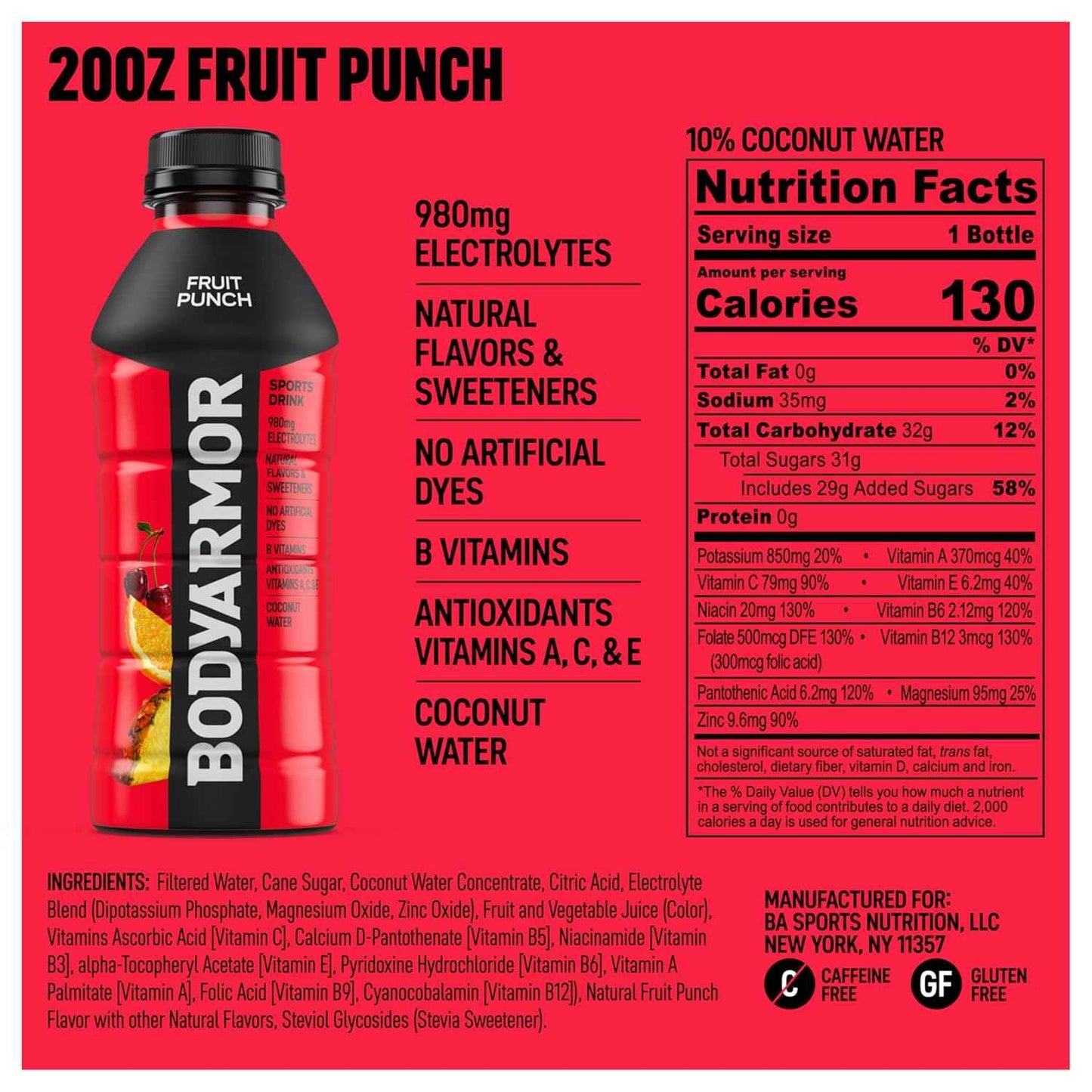 BODYARMOR Sports Drink – Home Office Hydration for Focus and All-Day Energy, No Artificial Sweetener Coconut Water