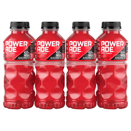 Powerade Fruit Punch – Electrolyte Replenishment for Post-Workout Recovery and Self-Care, 20oz 8 Pack