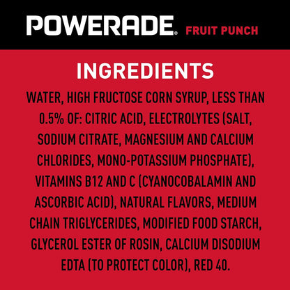 Powerade Fruit Punch – Electrolyte Replenishment for Post-Workout Recovery and Self-Care, 20oz 8 Pack