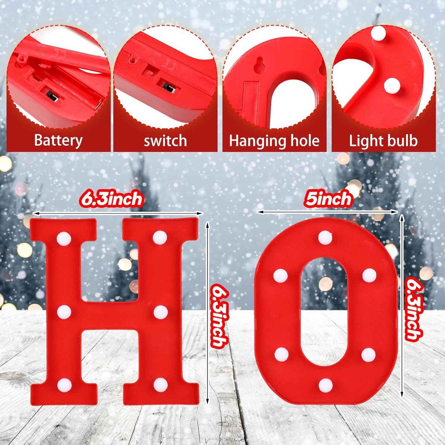 VIHOSE LED Letter Lights – Flameless Holiday Decor, Cool Running Letters Safe Around Kids and Pets