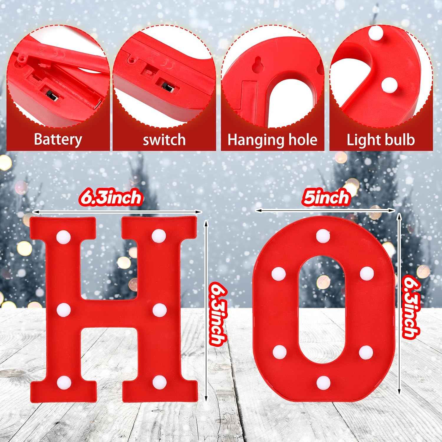 VIHOSE LED Letter Lights – Flameless Holiday Decor, Cool Running Letters Safe Around Kids and Pets