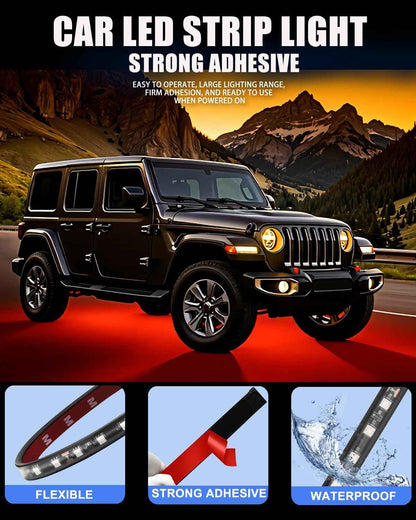 Keiurot 12V LED Light Strip – Outdoor Camping & Patio Car Truck Boat Accent Light, IP67 Waterproof 4-Pack