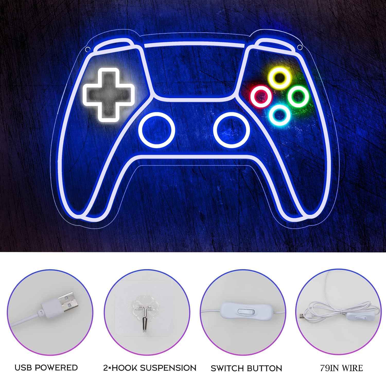 AQUOS Neon Signs Controller Neon Light – Statement Wall Decor for Game Room and Streaming Setup, USB Powered LED Sign
