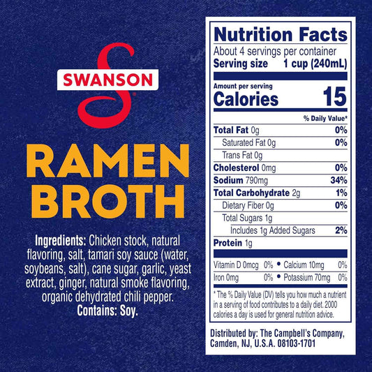 Swanson Ramen Chicken Broth – Thoughtful Pantry Gift for Home Cooks and Asian Cuisine Lovers, 32 oz Carton