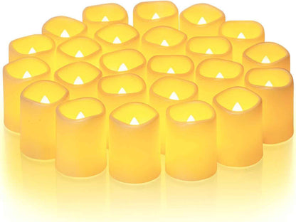 Homemory Battery Tea Lights – Waterproof Feel LED Votives for Patio Tables, Porch Lanterns, and Garden Parties, 24 Pack