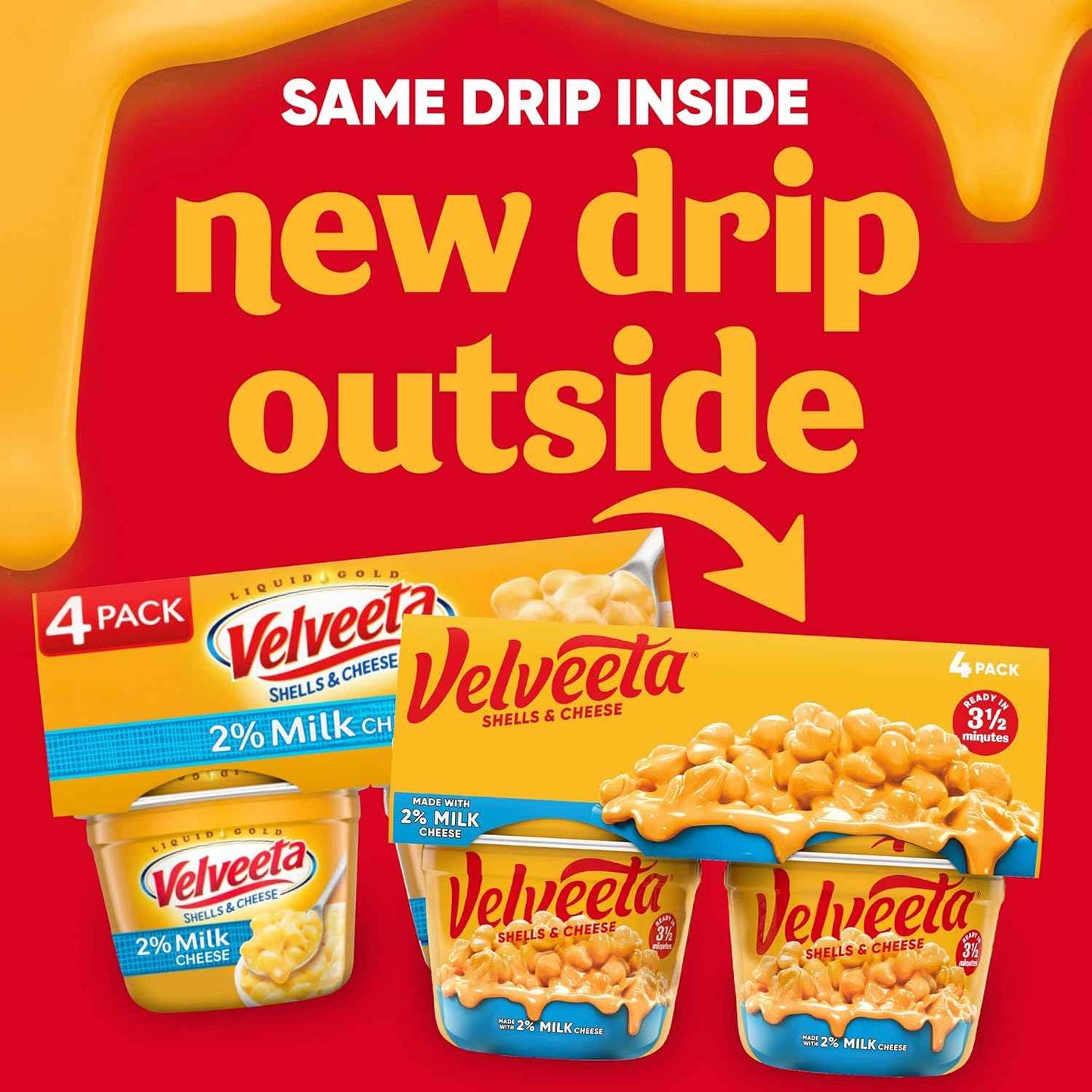 Velveeta Shells & Cheese Microwaveable Cups – Road Trip Pantry Meal with Only Water and a Microwave, 2.19 oz 4-Pack