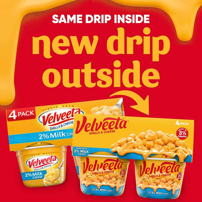 Velveeta Shells & Cheese Microwaveable Cups – Road Trip Pantry Meal with Only Water and a Microwave, 2.19 oz 4-Pack