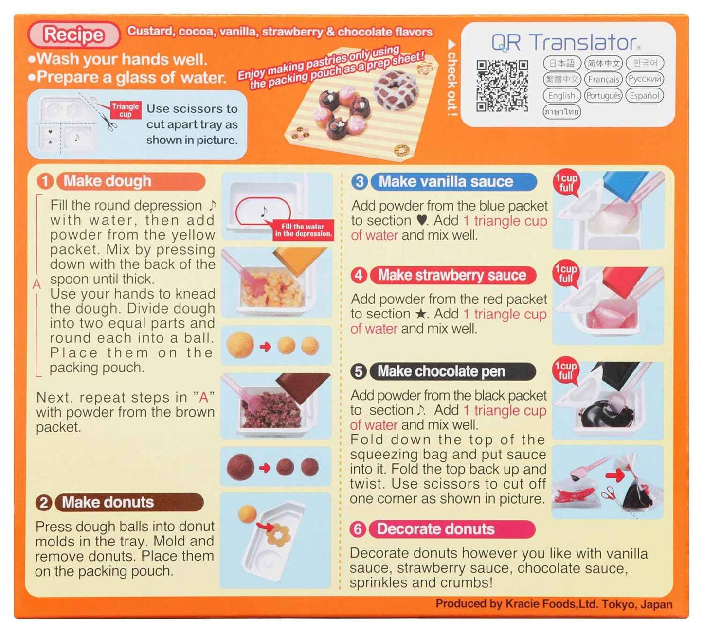 Kracie Popin' Cookin' DIY Candy Donut Kit – No-Bake Cooking Activity for Kids Ages 5-12, Rainy Day Playroom Fun