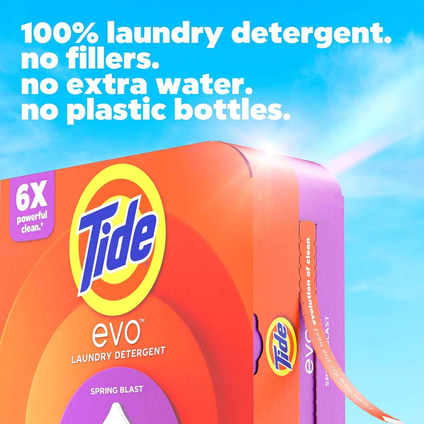 Tide evo Spring Blast Fiber Tiles Laundry Detergent for Clutter-Free Laundry Room Storage, Pre-Measured 42 Tiles