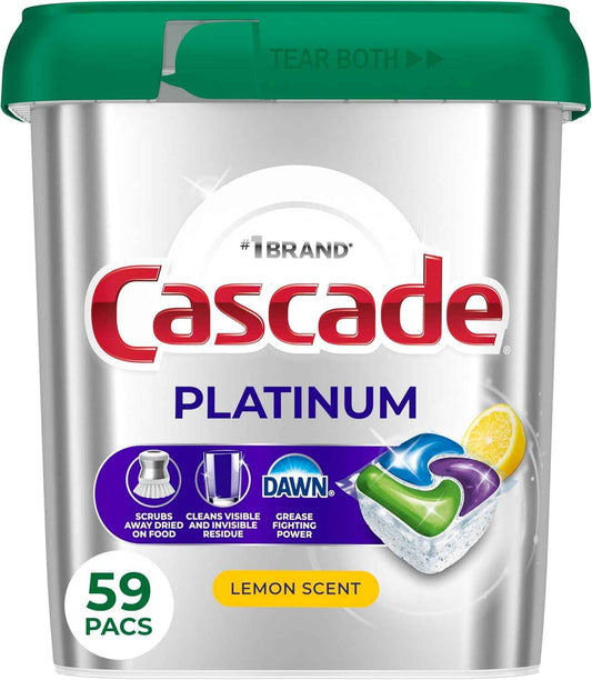 Cascade Platinum Lemon Dishwasher Pods – Mindful Kitchen Care, Spot-Free Glassware After Every Meal