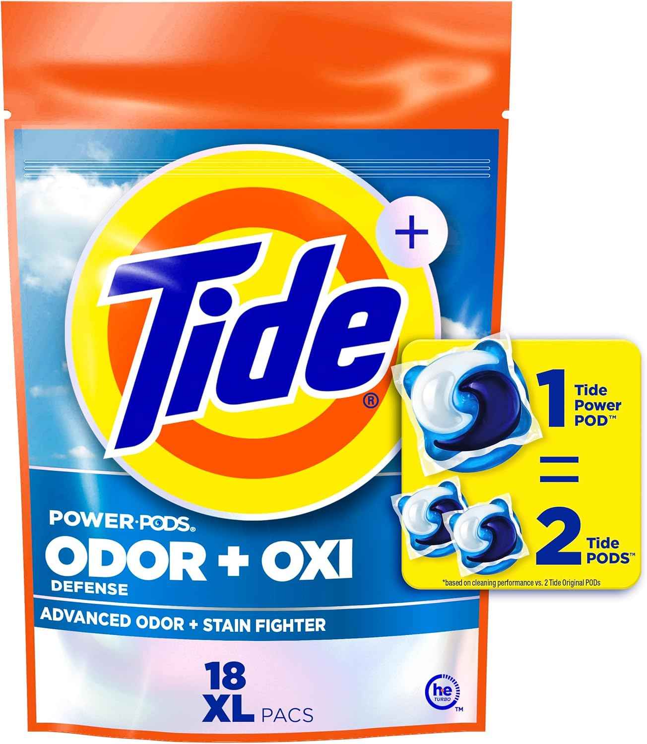 Tide Odor Defense + Oxi Laundry Detergent Pacs for Busy Home Offices, Heavy Cold-Water Loads in One Drop