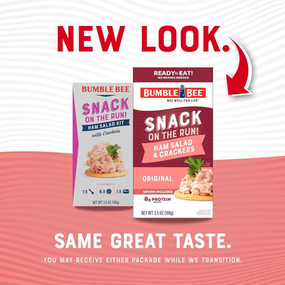 Bumble Bee Snack On The Run Ham Salad with Crackers - Shelf-Stable Travel Food for Road Trips and Bike Paths