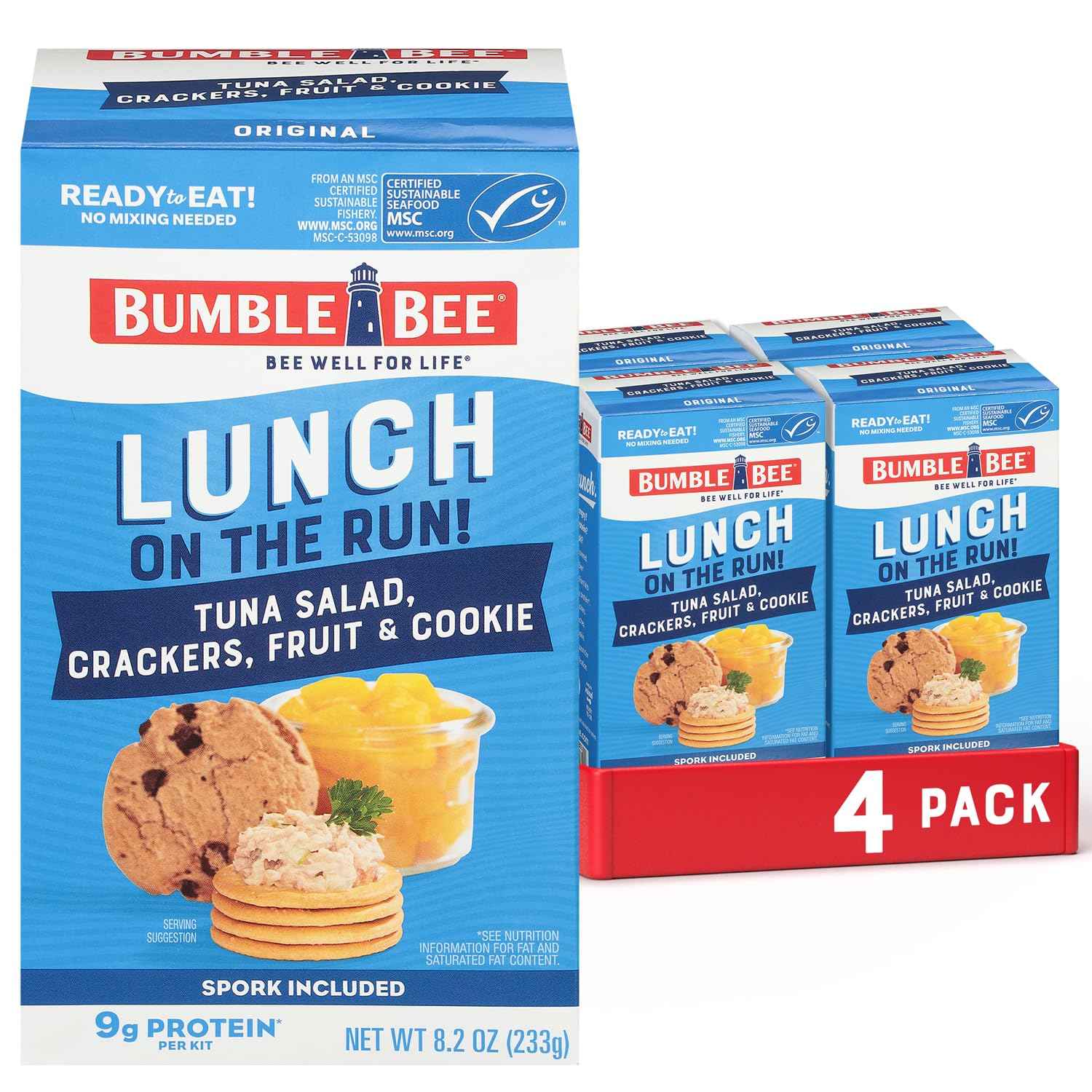 Bumble Bee Shelf Stable Tuna Salad Kit for Busy Workday, Grab and Go Lunch On The Run with 8g Protein, Peaches, and Spork