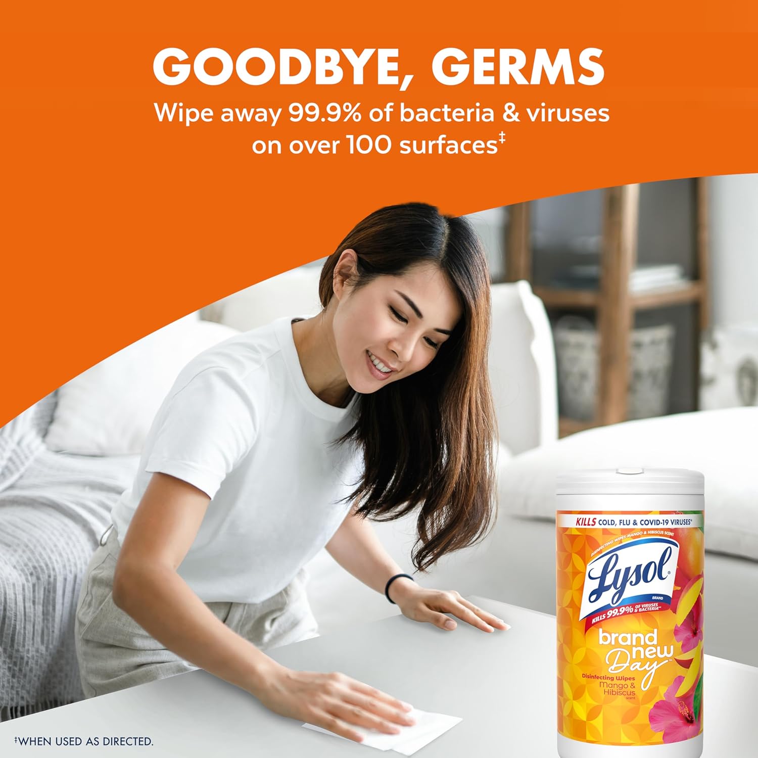 pre-moistened disposable wipe format for mess-free, rinse-free use