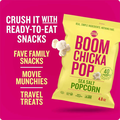 Angie's BOOMCHICKAPOP Sea Salt Popcorn – Healthy Snack Care Package Gift for Friends and Coworkers