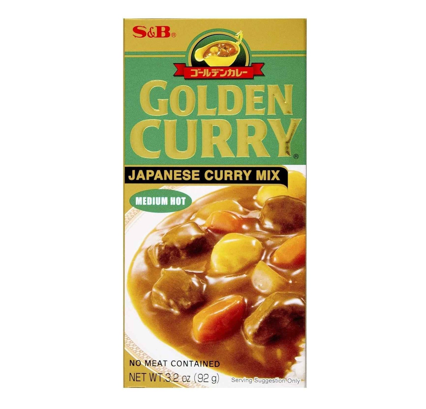 S&B Golden Curry Japanese Curry Mix, Medium Hot, 3.2 oz – Plant-Based Comfort Food for Mindful Meat-Free Meals