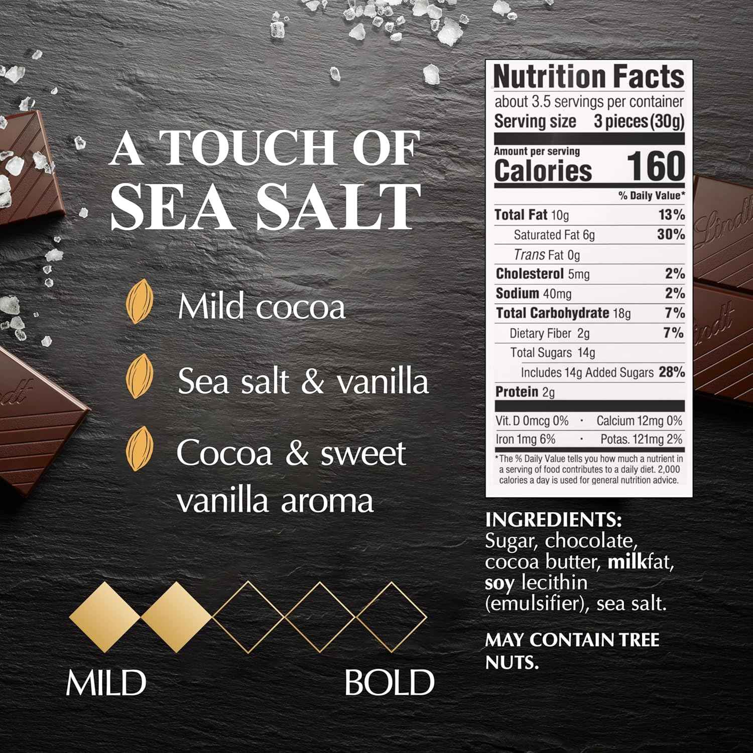 Lindt Excellence Sea Salt Bar 12-Pack – Premium Birthday Gift for Her, Elegant Dark Chocolate Present